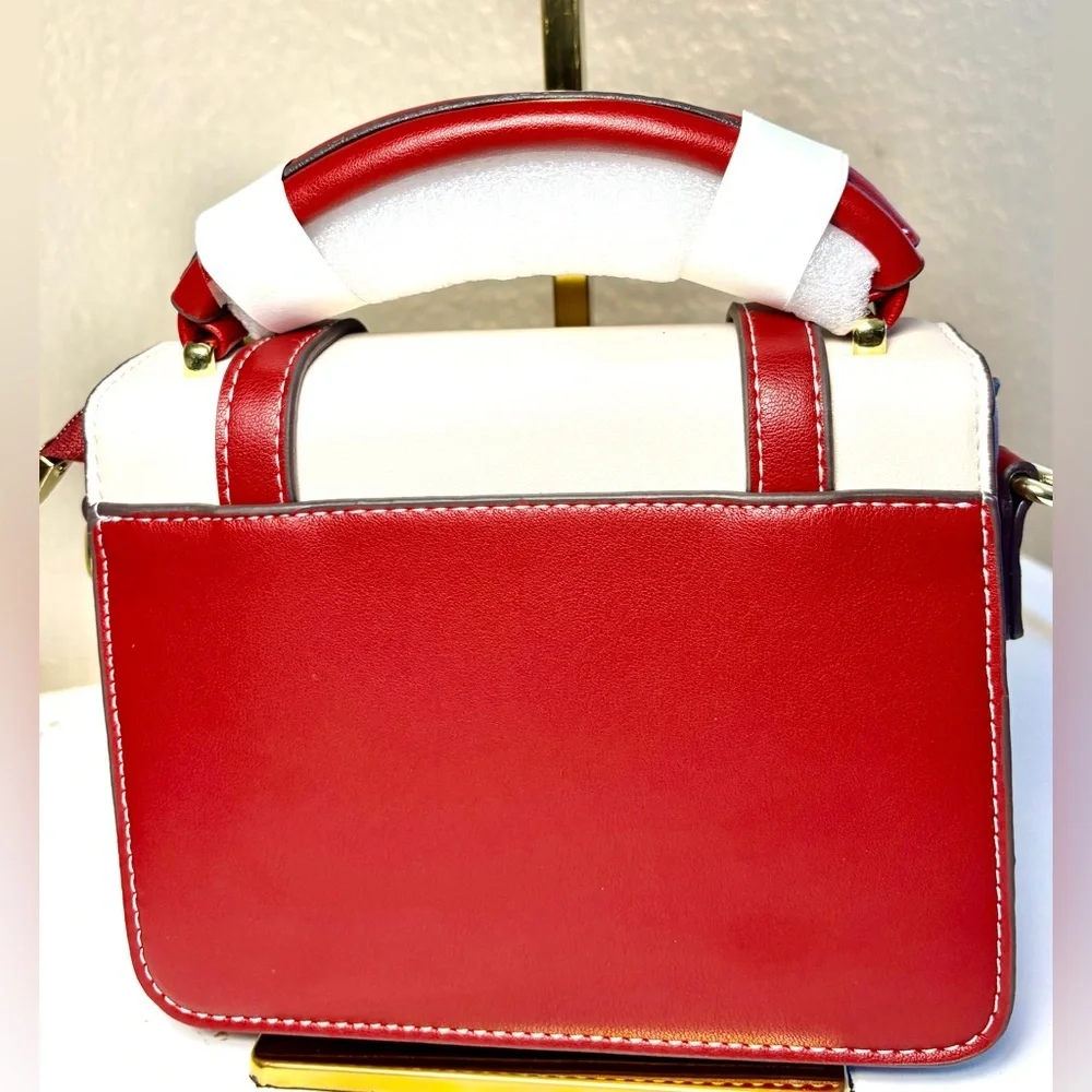Chic Two-Tone Mini Satchel - Top Handle & Crossbody - Picture 14 of 16